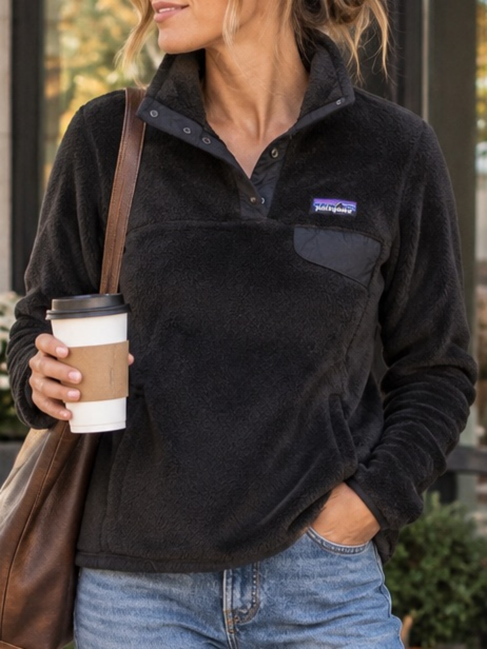 Patagonia Women’s Re-Tool Snap-T Fleece Pullover Black M